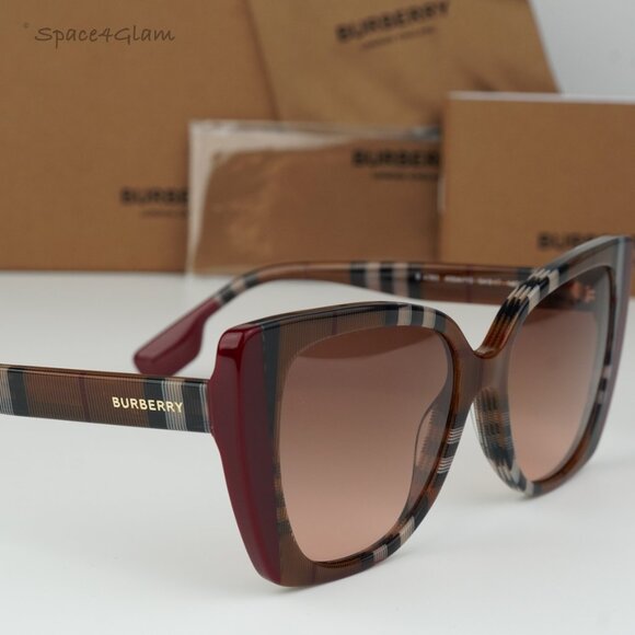 NEW Burberry BE4393 MERYL 405413 Check Bordeaux Pink Gradient Women Sunglasses - Picture 3 of 8